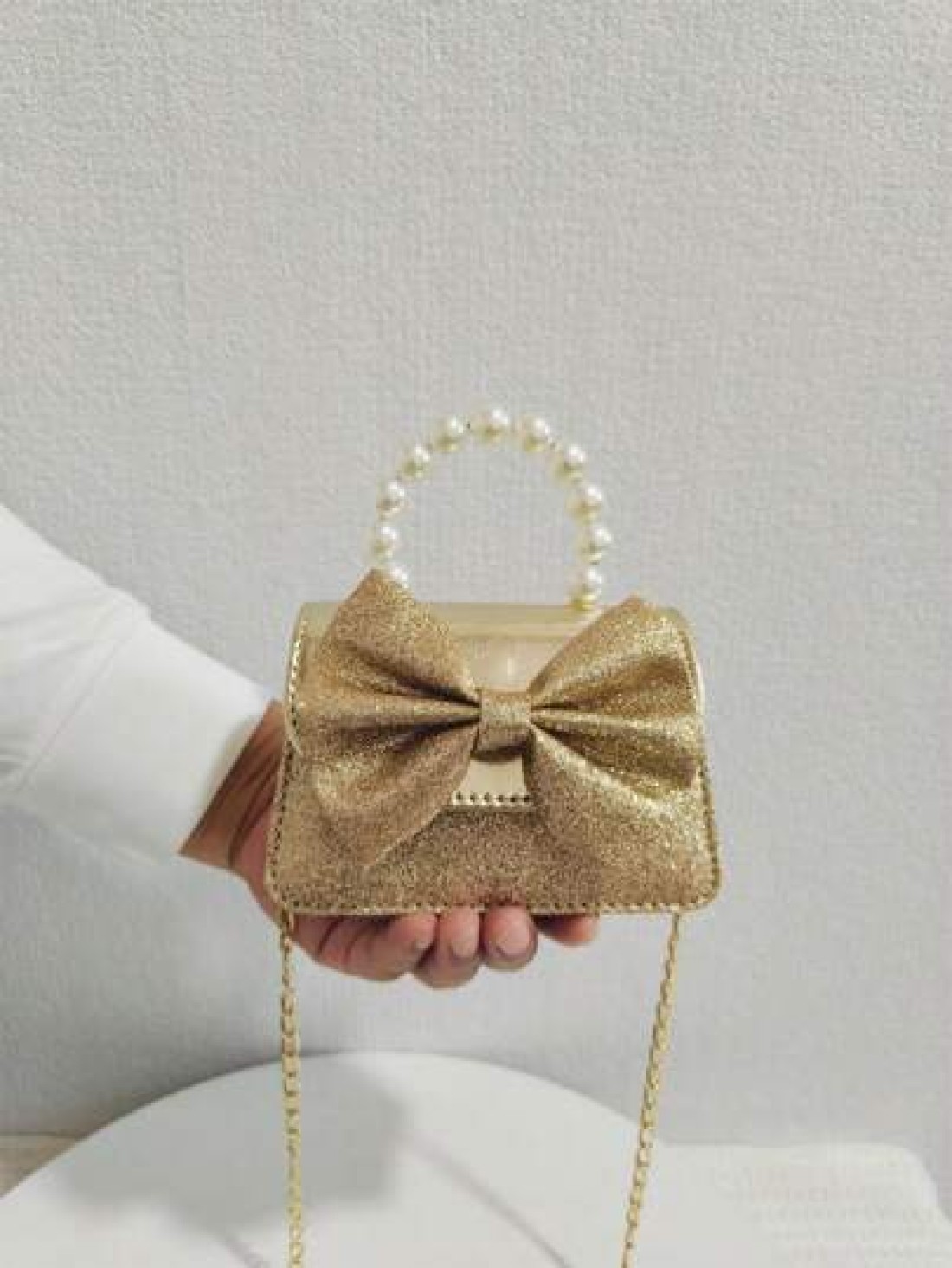 Children s New Pearl Handheld Bag Festival Gift PU Leather Bowknot Fashion Mini Princess Handbag For Little Girls Coin Purse Mini Shoulder Bag