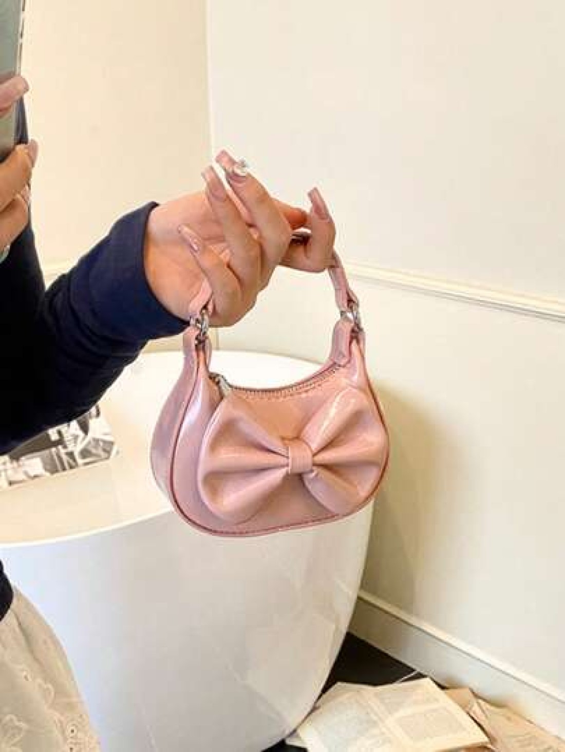 New Bowknot Mini Semi Circle Handbag Fashion Crossbody Bag Bowknot Super Small Lipstick Pouch Bowknot Coin Purse