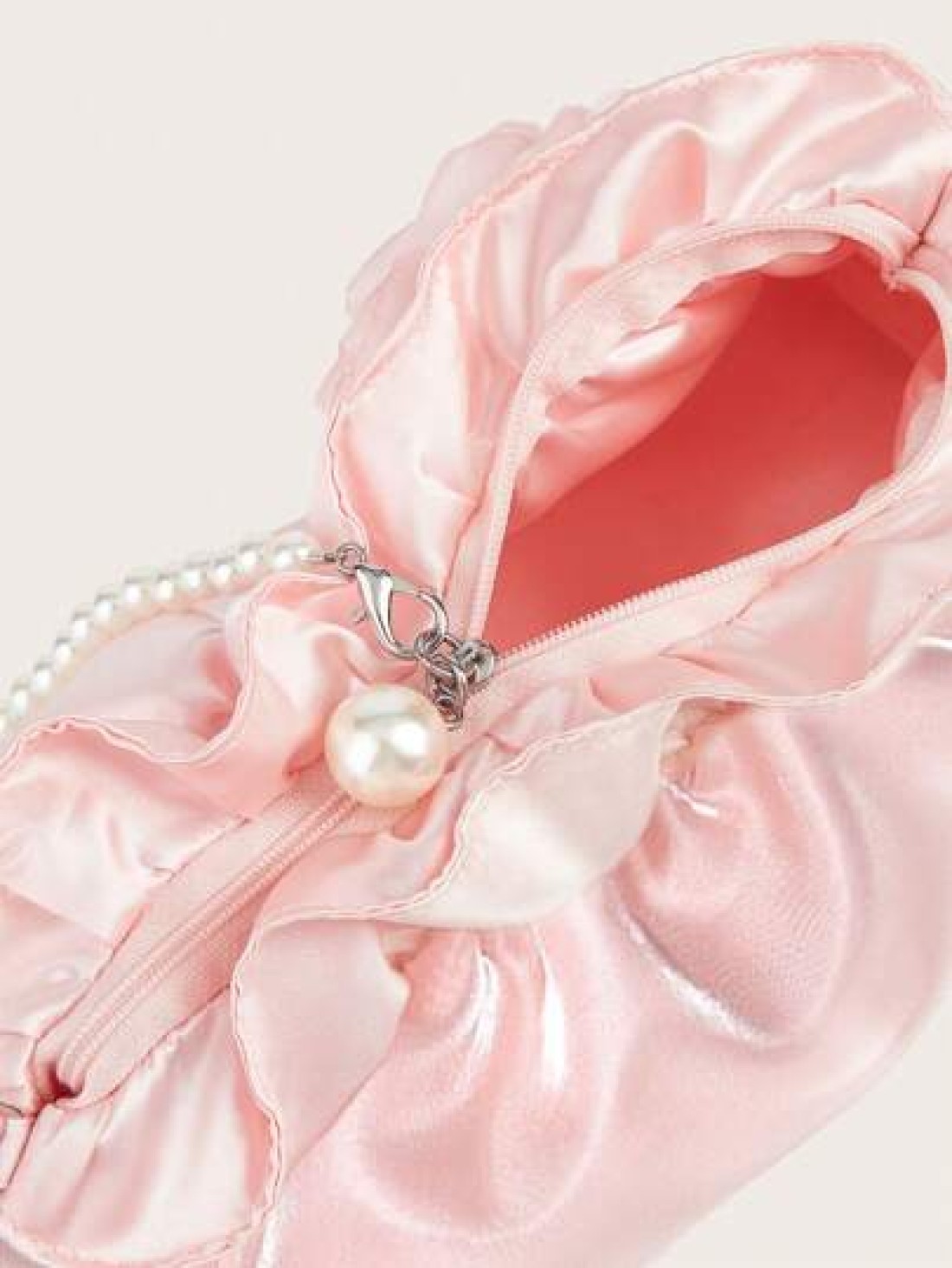 1pc Pearl Clutch Bag Pleated Cloud Shaped Handbag For Phone Keys Coins Perfect For Little Ladies Floral Pearl Purse