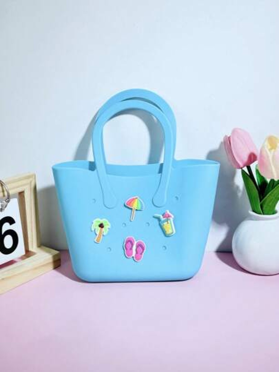 1pc Silicone Hollow Tote Bag For DIY Parent Child Storage Beach Use Suitable For Carrying Phone Messenger Bag Maternity Bag