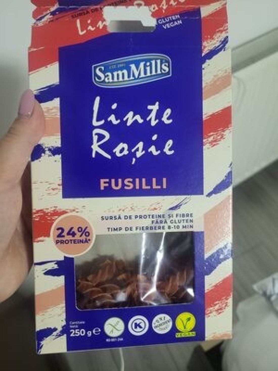 SAM MILLS RED LENTIL FUSILLI 250GM