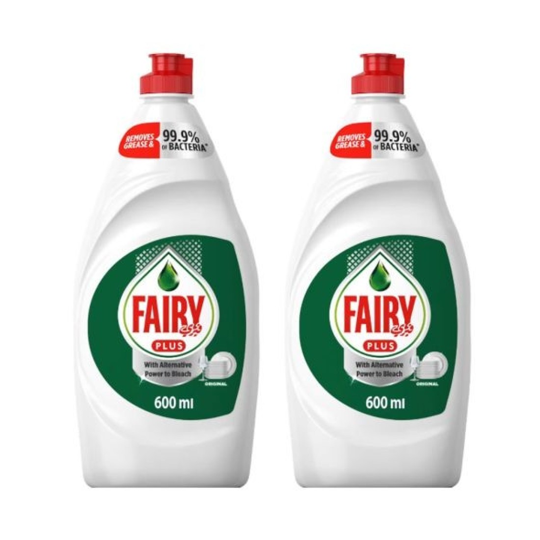 FAIRY PLUS DISH WASH ANTIBACTERIAL 2x600ML