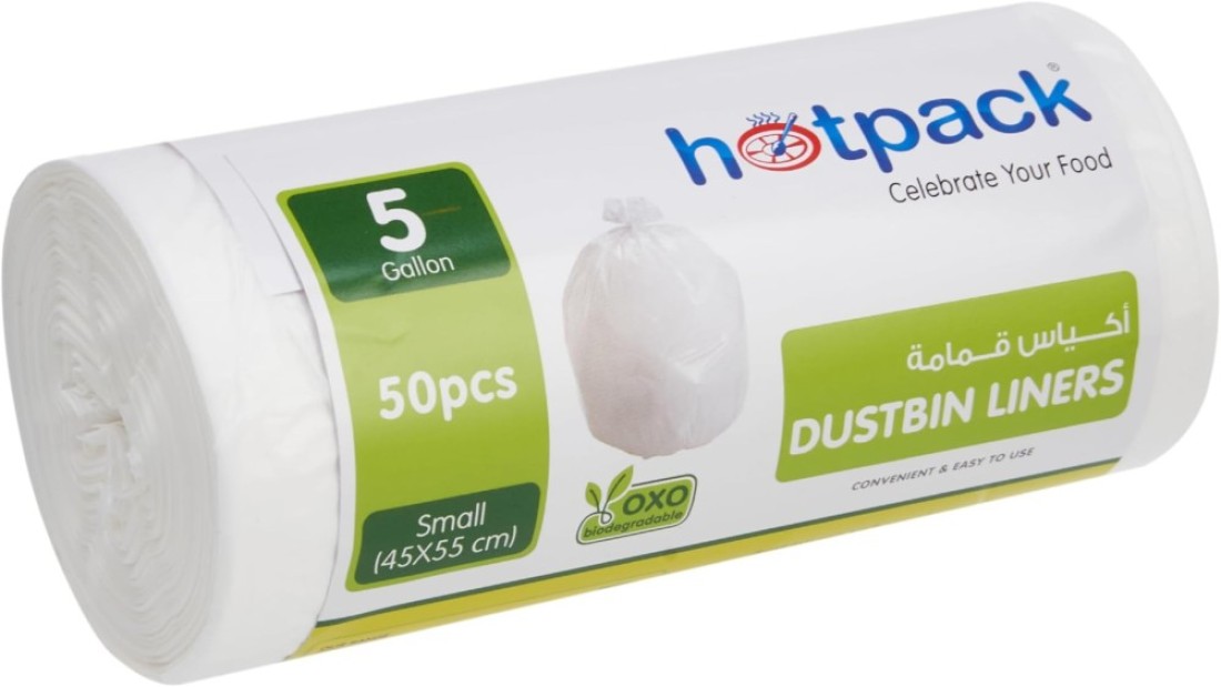 Hotpack Dustbin Liners White Roll  45X55 Cm -50 Pcs-10Gallon