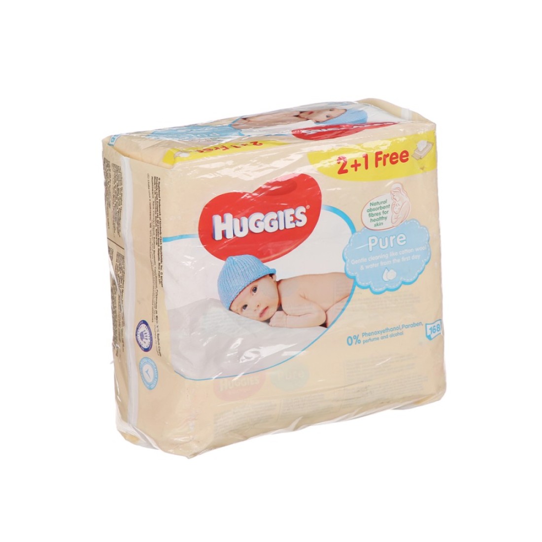HUGGIES BABY WIPES PURE 56S 2+1 FREE