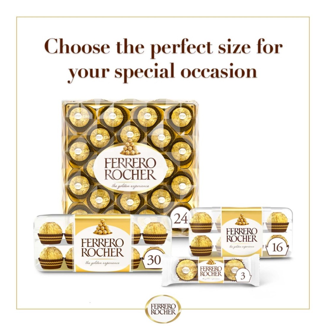 Ferrero Rocher Fine Hazelnut Milk Chocolates 30 Piece Gift Box 375g