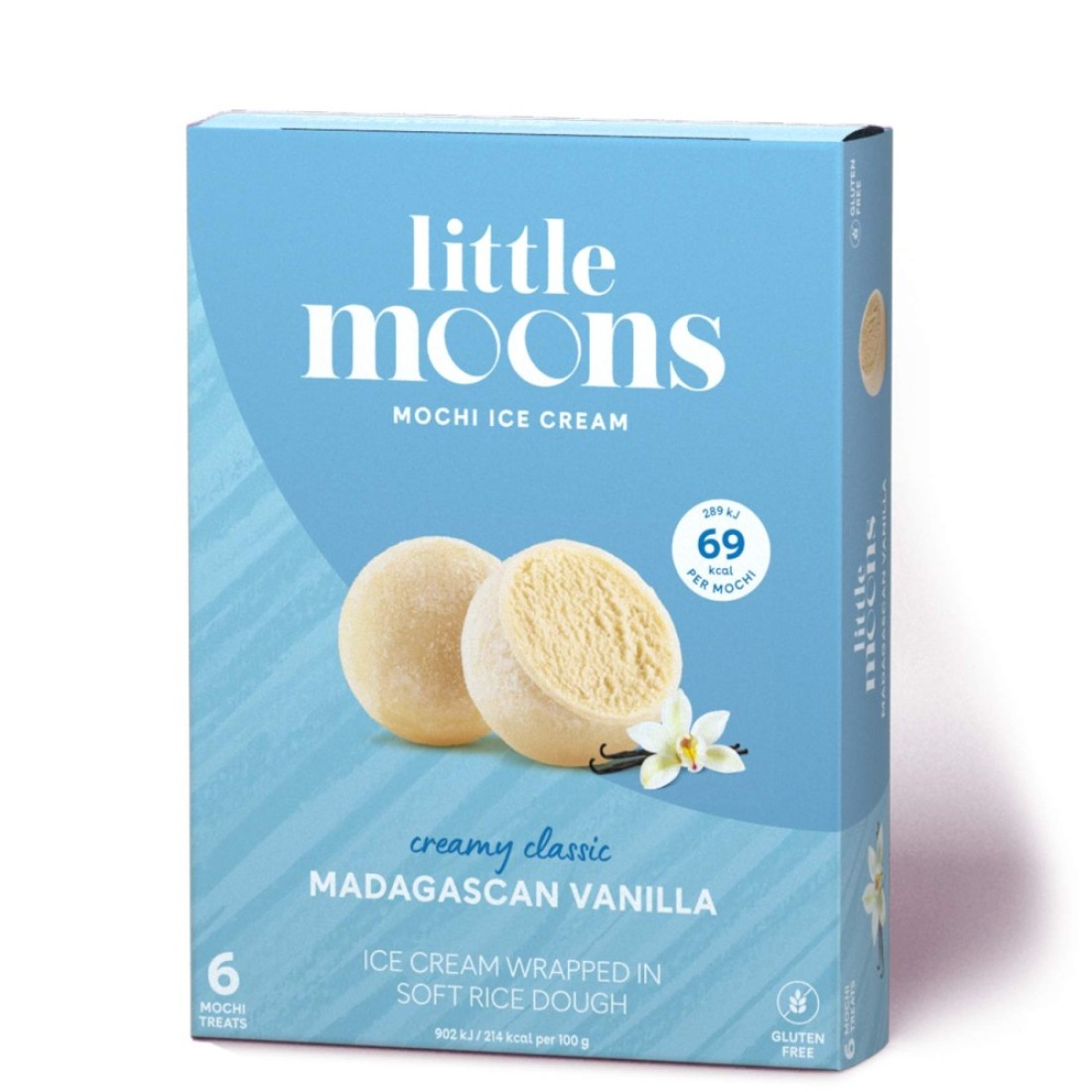 Little Moons Madagascan Vanilla Soft Mochi And Gelato Ice Cream 32g Pack of 6