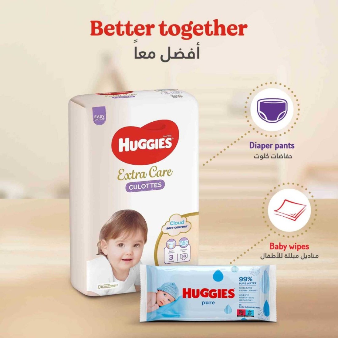 Huggies Extra Care Soft Cloud Culottes Baby Diaper Pants Size 6 15-25kg 30 Pants