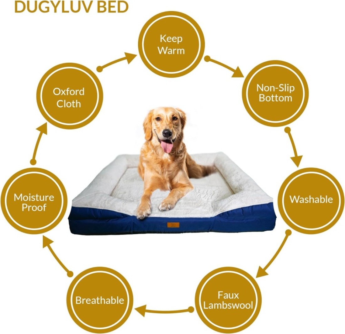 Dugyluv Dog Bed, Orthopedic Sofa Dog bed With Memory Foam, Removable Cover, Waterproof Lining and Nonskid Bottom,Pet Bed for Dogs (Large)
