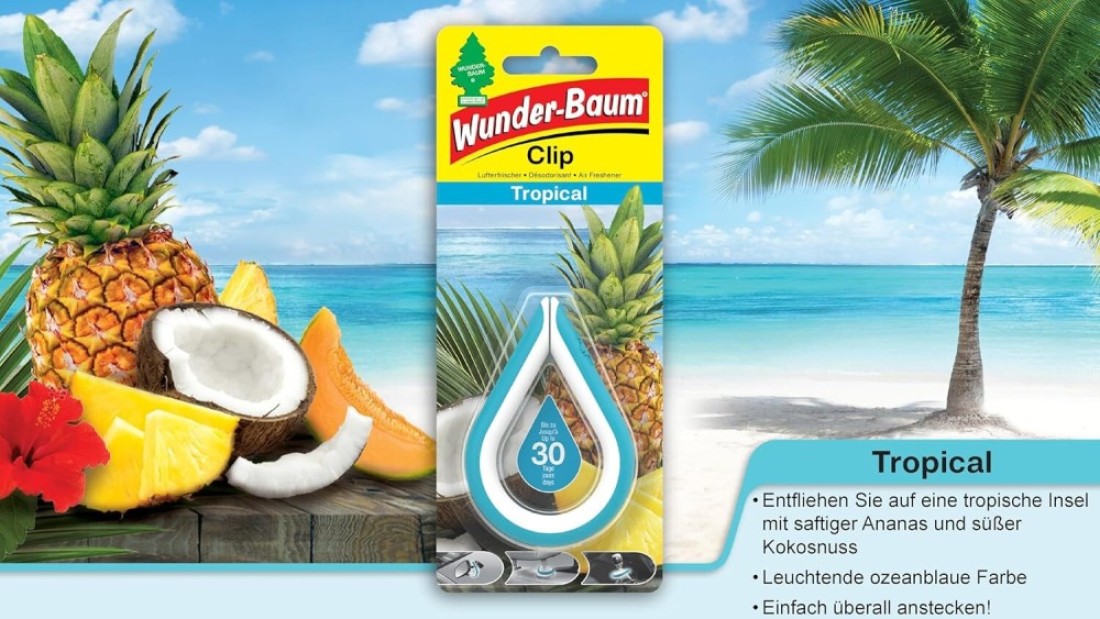 Little Trees Air Freshener Clip LTC015 Tropical Fragrance For Car Home Boat Caravan - Single Pack