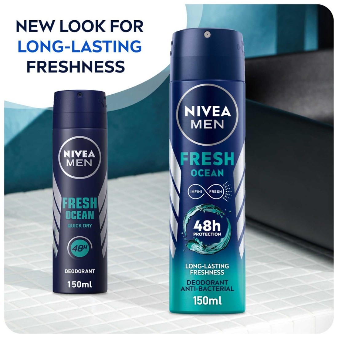 NIVEA MEN Deodorant Spray for Men Fresh Ocean Aqua Scent 150ml