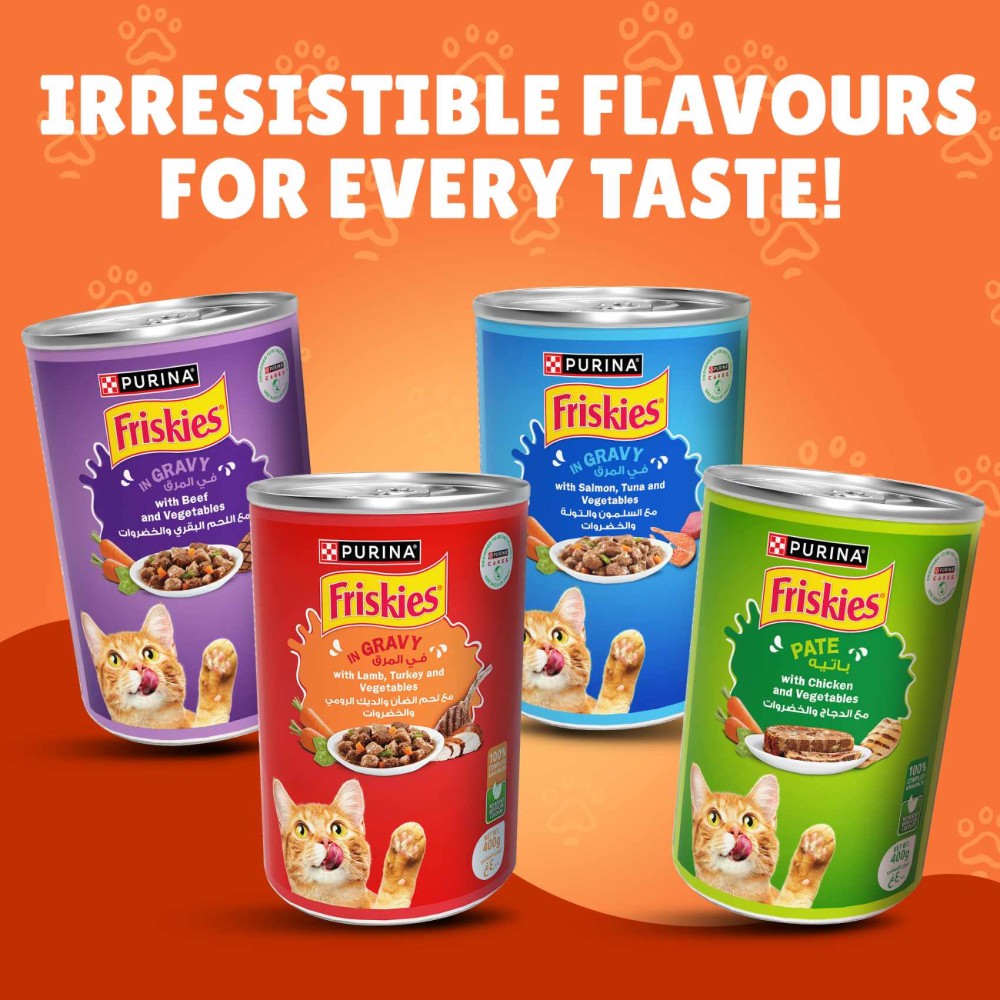 Purina Friskies Pate with Beef and Vegetables in Chunk Wet Cat Food, 400g