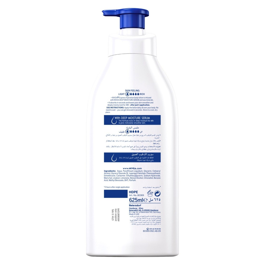 NIVEA Body Lotion Normal &amp; Dry Skin Express Hydration Sea Minerals 625ml