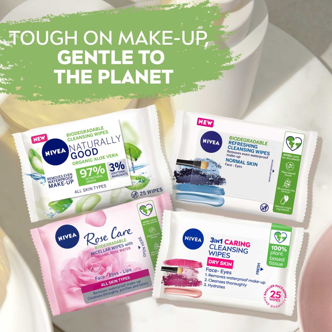 NIVEA Face Wipes Gentle Cleansing 3-in-1 Dry &amp; Sensitive Skin 25 Wipes