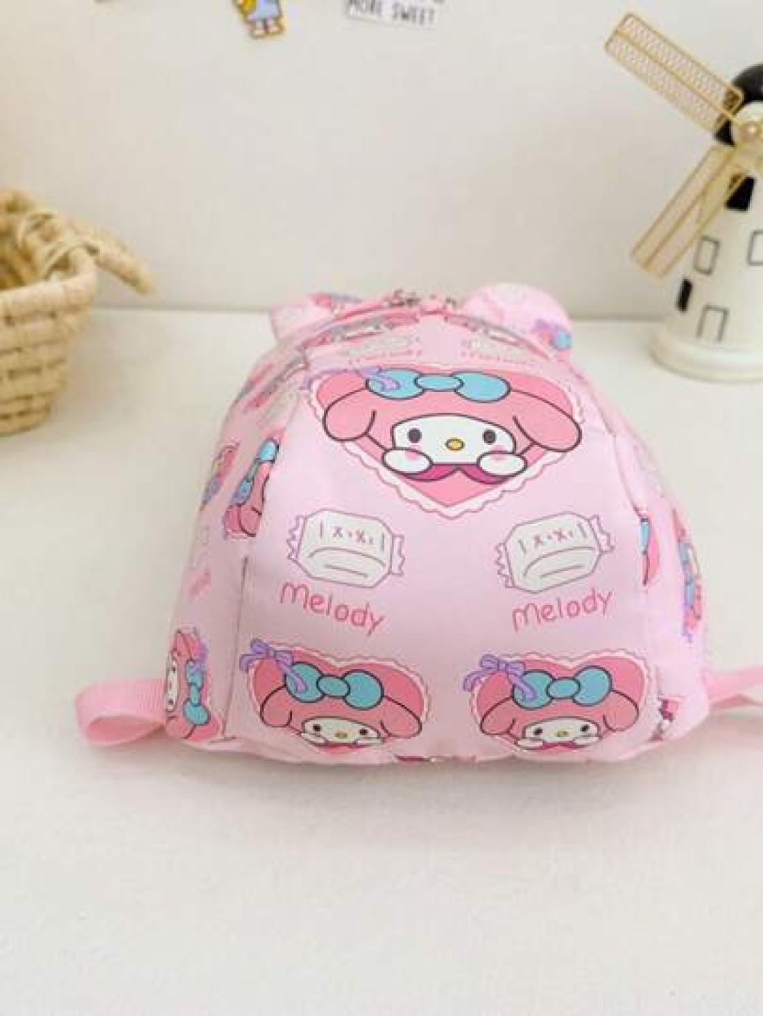 Sanrio KT Cat Nylon Kids Backpack Cute Mini Girls Bag Lightweight Cartoon Pattern Pouch Zipper Closure Kitty Dog Little Girl Schoolbag Suitable Gift Bag For Friends Gathering Travel Bag For Outing