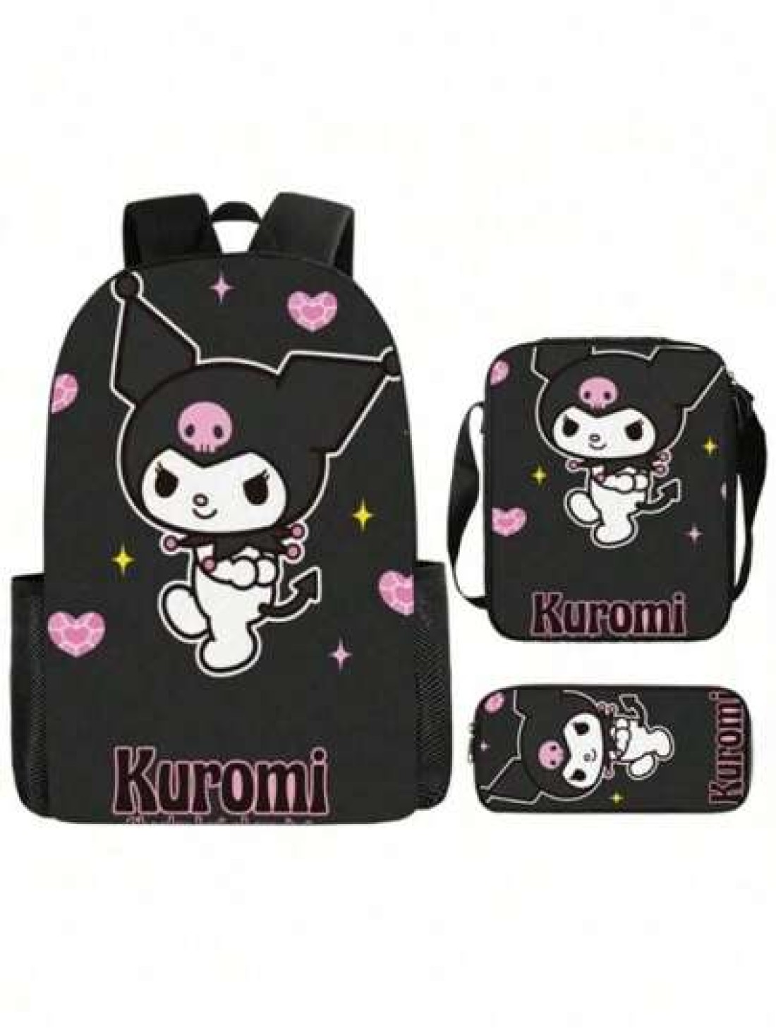 Sanrio 3D Fully Printed Cartoon 3 Piece Backpack Primary School Bag Children s Lunch Bag Pencil Bag Set Anime Kawaii Cartoon School Bag For Travel Storage Bag Makeup Bag Cosmetic Bag Vacation Organize