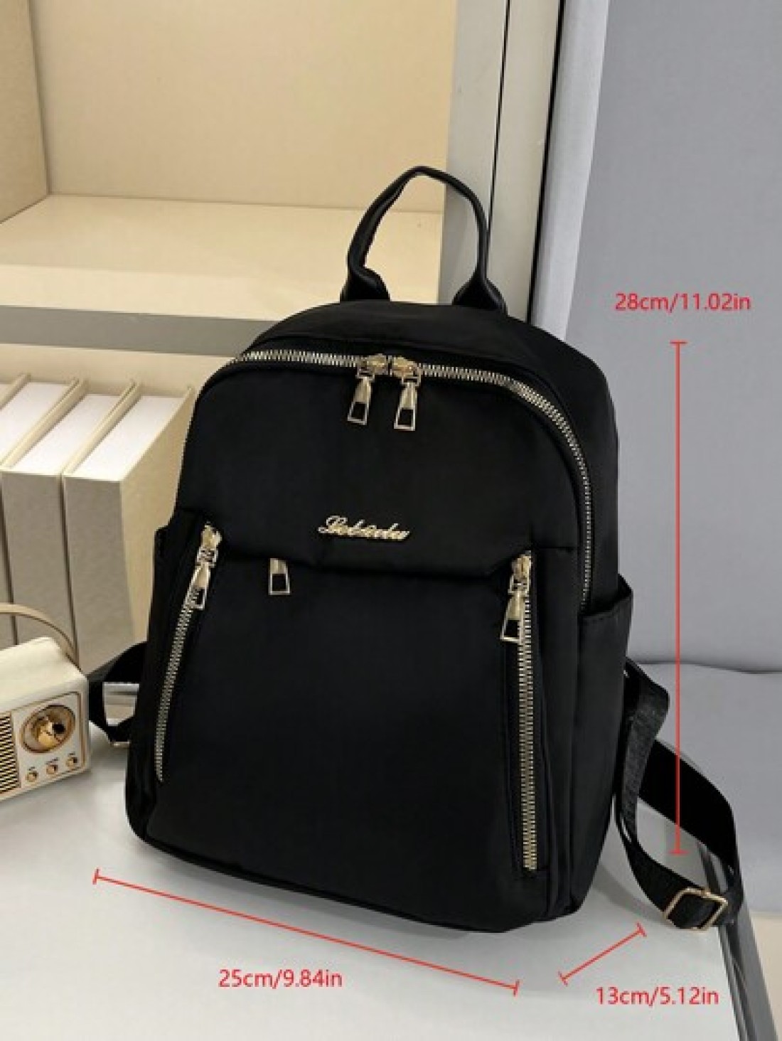 1pc All Black Metal Zipper Nylon Backpack Fashionable And Versatile For Casual Sport School Travel And Date Use For Girl Backpack School Bag S Bag S Backpack Toddler Backpack Mini Backpack Small Backp