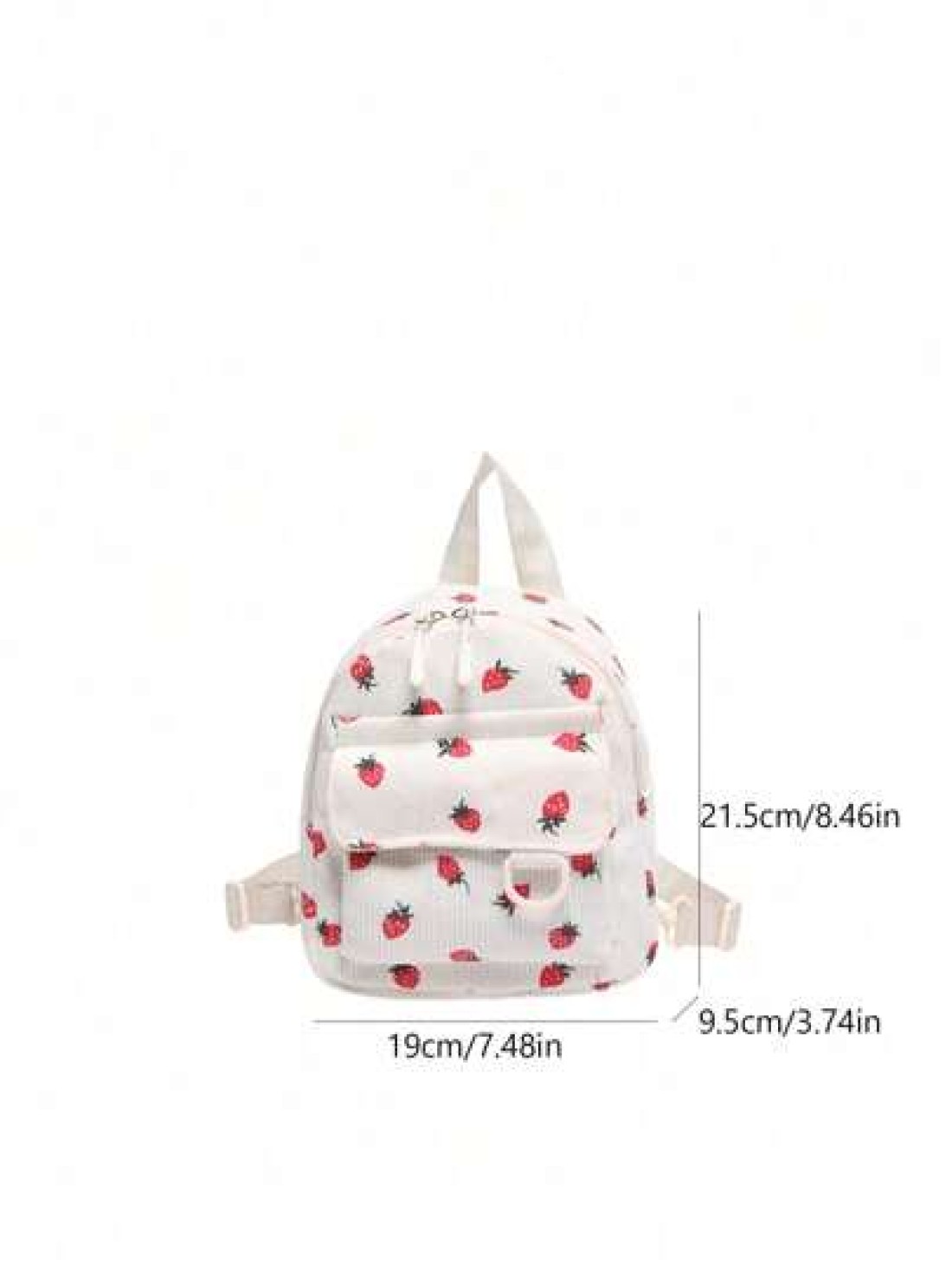 1 Piece Closed Fashionable Japanese Corduroy Stripes Small Fresh College Style Strawberry Pattern Backpack Korean Harajuku Print Small Backpack Suitable For All Occasions Comfortable And Adjustable Sh