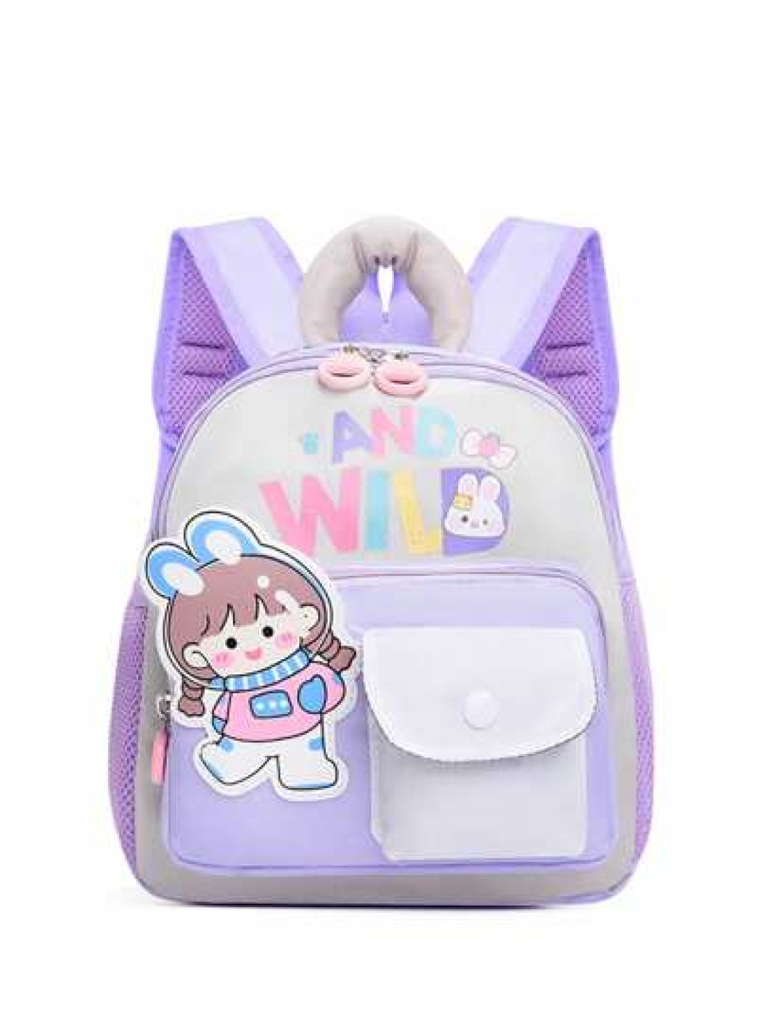 Kids New Cute Cartoon Pattern Print Color Block Nylon Backpack Versatile Large Capacity Zipper Closure Outdoor Travel Vacation Backpacks Lightweight Casual Multi Pocket Campus Bookbag For Kindergarten