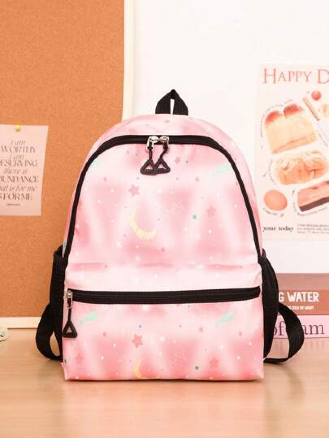 1pc Backpack Nylon Zipper Closure New Cute Schoolbag Dreamy Colored All Match Backpack Cartoon Backpack Suitable For Daily Outings Outings Perfect Gift For Boys And Girls