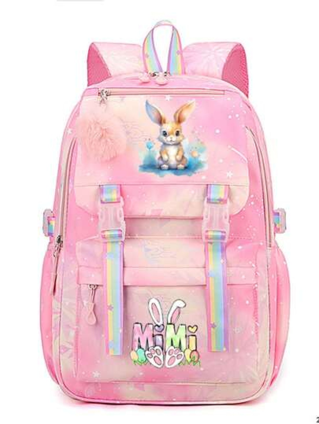 Cute Rabbit Print Lightweight Backpack With Adjustable Straps Multiple Pockets Organizer Compartments Fashionable School Bag For Rewards And Incentives Campus Backpack