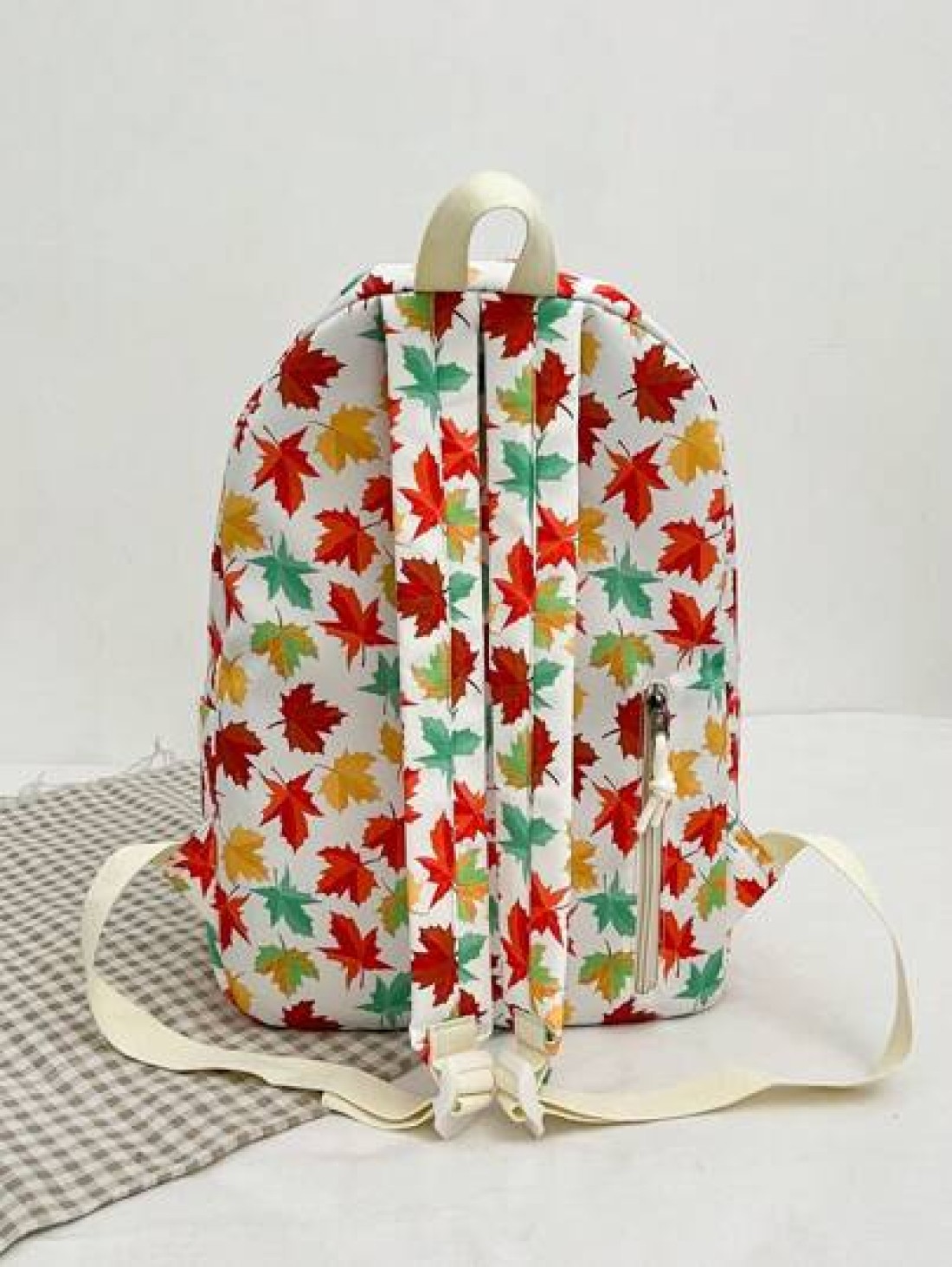 1 Pc Casual Maple Leaf Print Double Shoulder Backpack Zipper Closure Adjustable Straps School Bag Lightweight Student Bag Casual Daypack Large Capacity Backpack With Laptop Compartment Bookbag For Stu