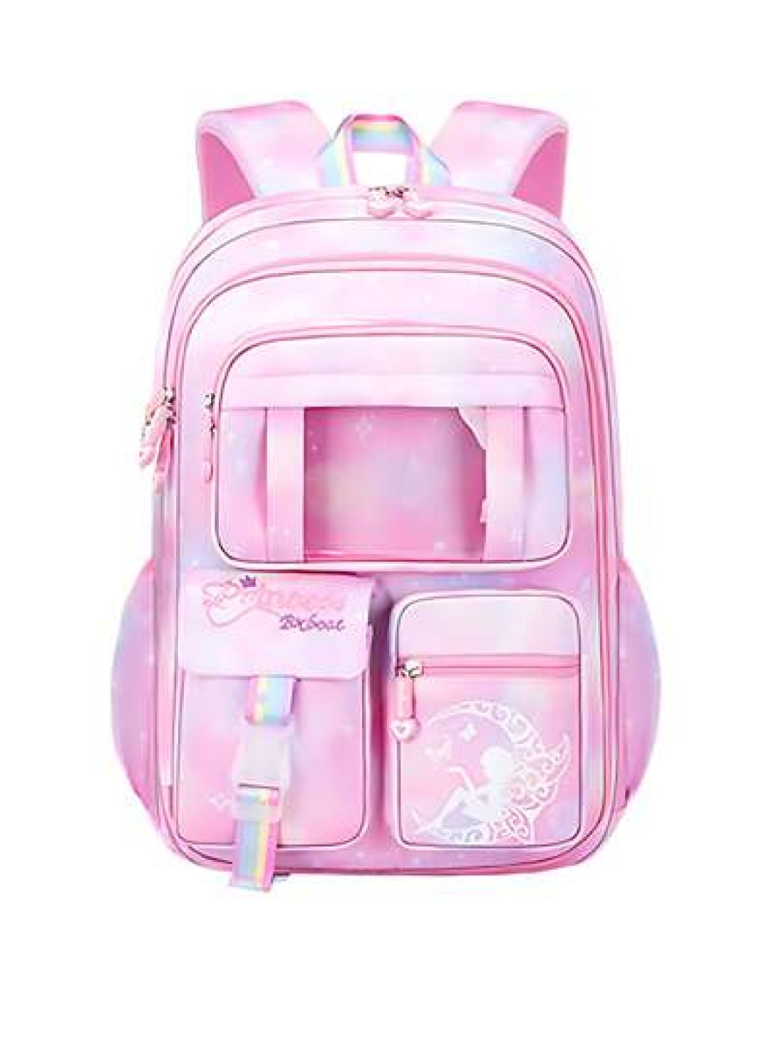 1pc Dream Girl Backpack Multi Pocket Children Backpack Cute Student School Bag Casual Durable Lightweight Travel Bag With Front Transparent Pocket And Anti Theft Pocket Ideal Birthday Gift For Girls G
