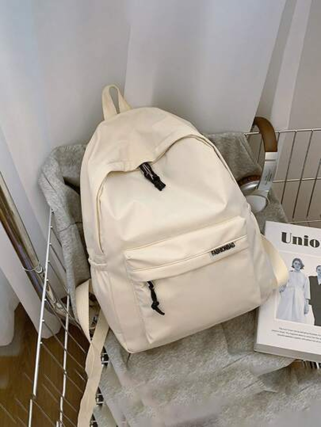 1 PC Back To School Classic Basic Large Capacity School Bag With Laptop Compartment Fashion Versatile All Purpose Backpack Purse Simplicity Solid Color Sports Bag Premium Nylon School Backpack With Ad