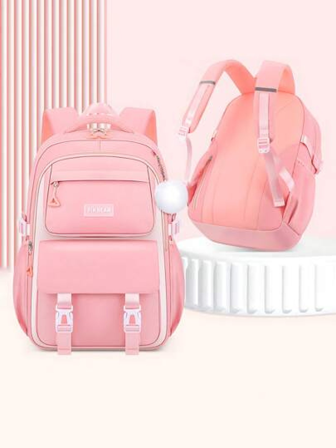 1pc Large Capacity Purple Pink Girl s Backpack Ideal For School Outdoor Trips Lightweight Comfortable Multi Purpose With Pendant Perfect Birthday Gift For Girls Must Have For Back To School