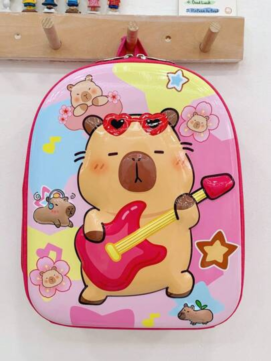 1 Pc New Boys And Girls Cartoon Capybara Print Pvc Nylon Backpack Adjustable Straps Zipper Closure Cute Casual Bag For School Outdoor Activities Travel And Friends Gift