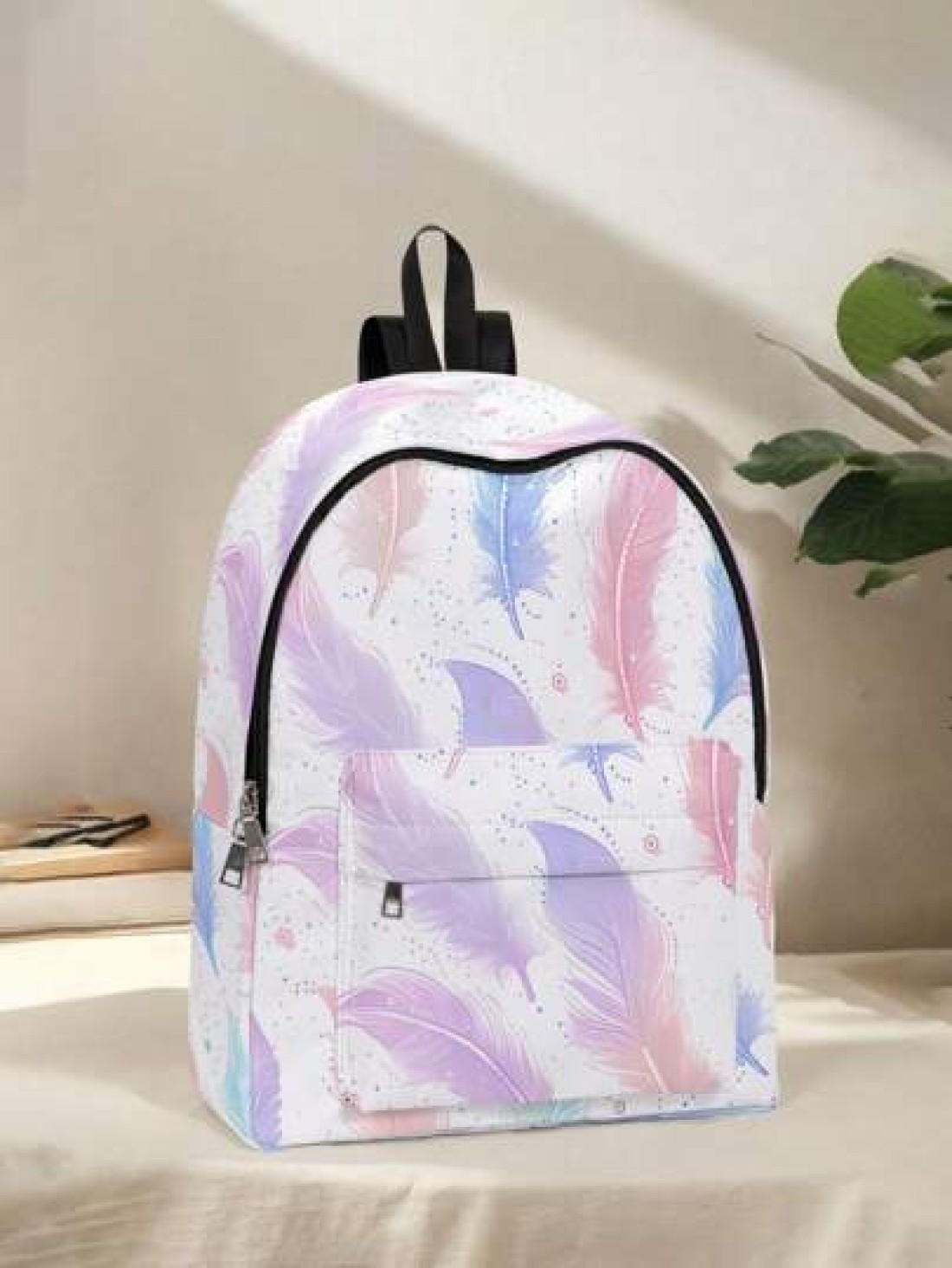 1pc Cute Duck Pattern Pocket Backpack Zipper Closure Pocketed Backpack Stylish For Boys And Girls Suitable For School And Outdoor Activities