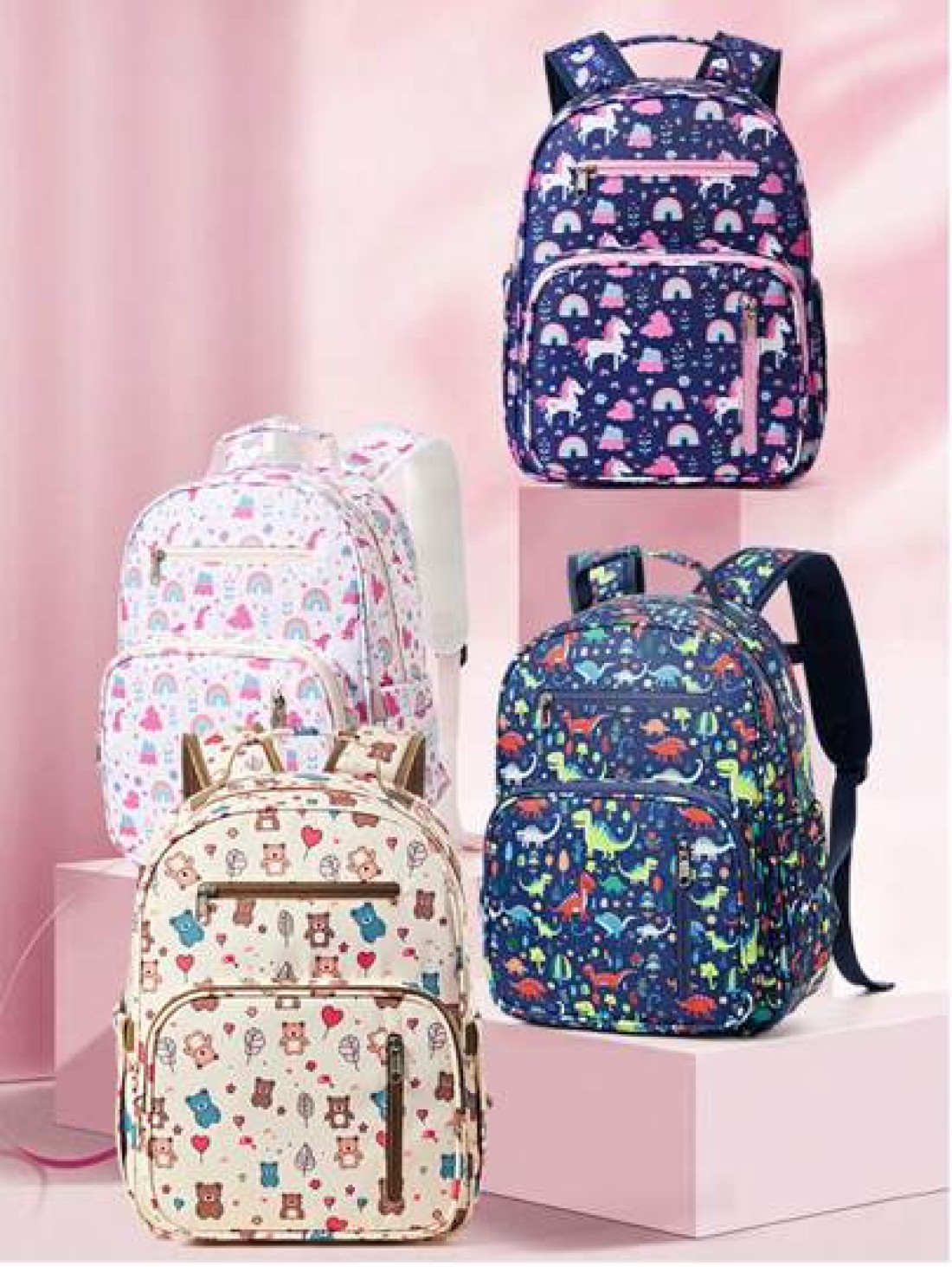 15 11 5inch Large Kawaii Kids Backpacks Elementary School Backpacks With Mulit Pockets And Compartments Kindergarten Backpacks Cute Animal Print Backpack With Padded Shoulder Straps Travel Backpacks W