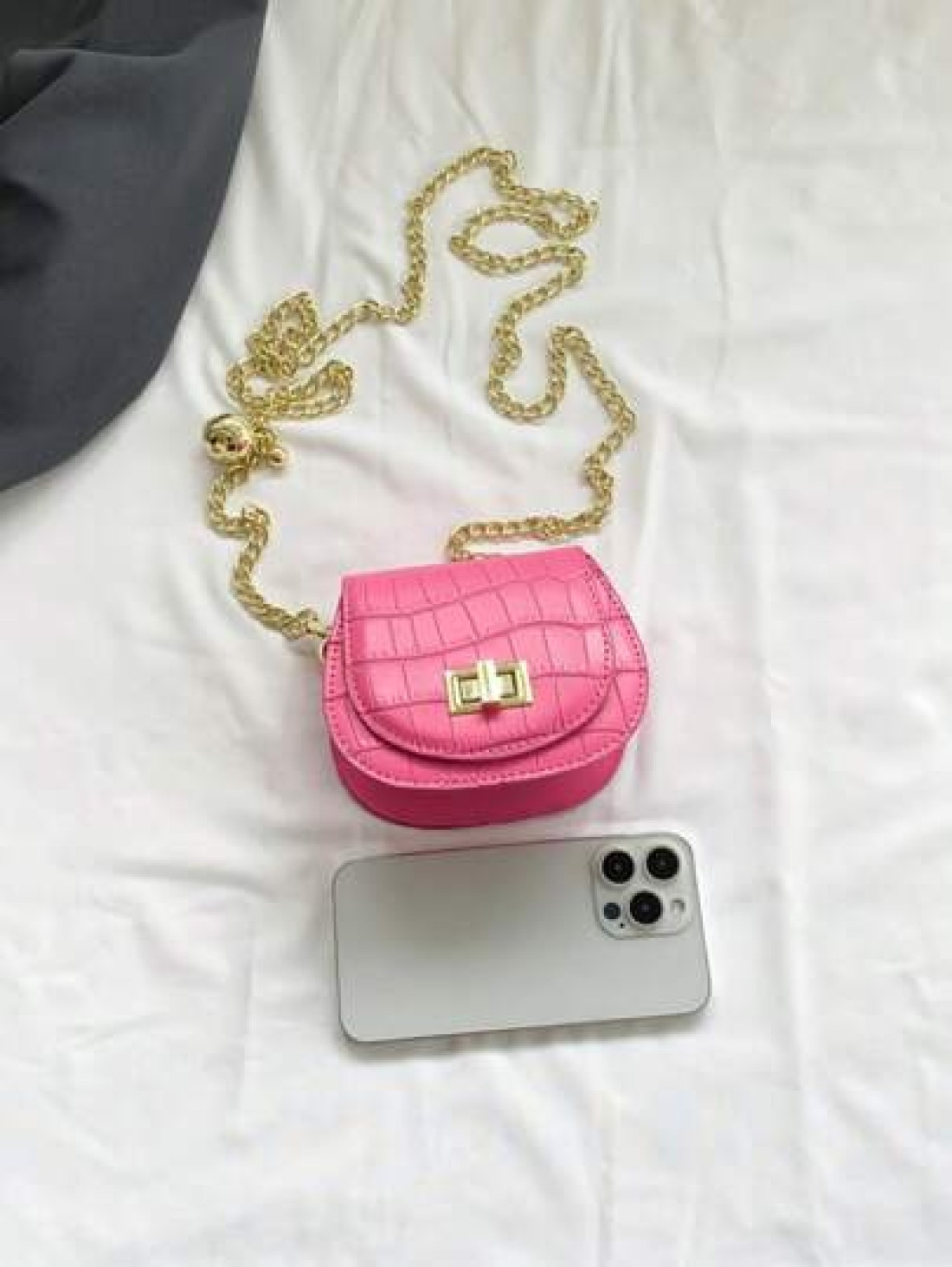 1pc New Cute Girl Niche High End Pu Mini Crossbody Bag And Fashionable New Bag Fresh And Dopamine Color Matching Youthful Girl Style Can Be Carried By Hand Or Across The Body Metal Chain Casual And Fa