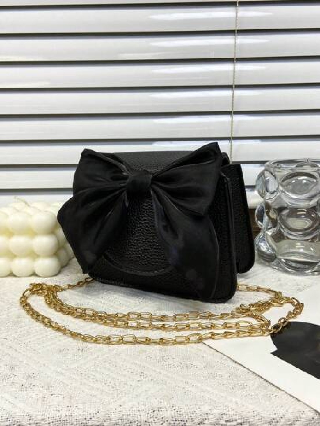 1pc Is Made Of Pu Material A High Grade Small Bag For Girls A Popular Niche Lipstick Bag A Retro Crossbody Bag A Mini Chain Small Square Bag With Lychee Pattern And Bow Which Is Sweet And Fashionable