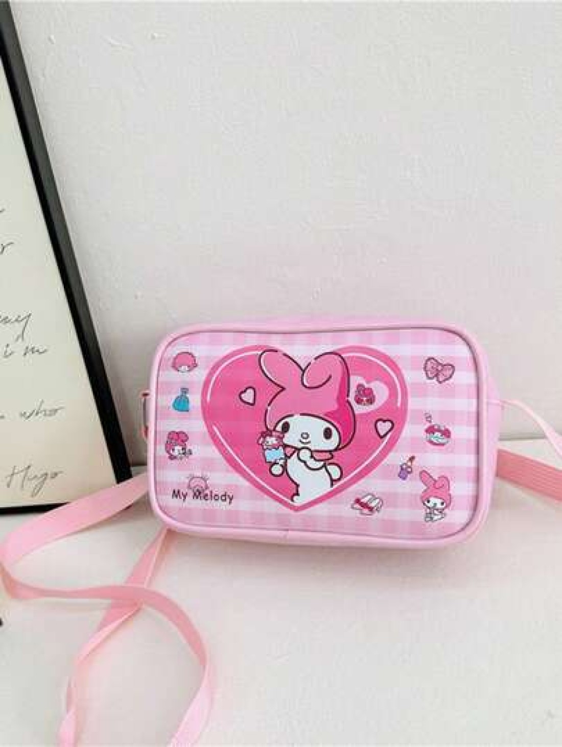 Sanrio 1pc Sanrio Fashion Versatile Girls Crossbody Shoulder Bag Kuromi Cinnamoroll Design PU Leather Kids Small Square Bag