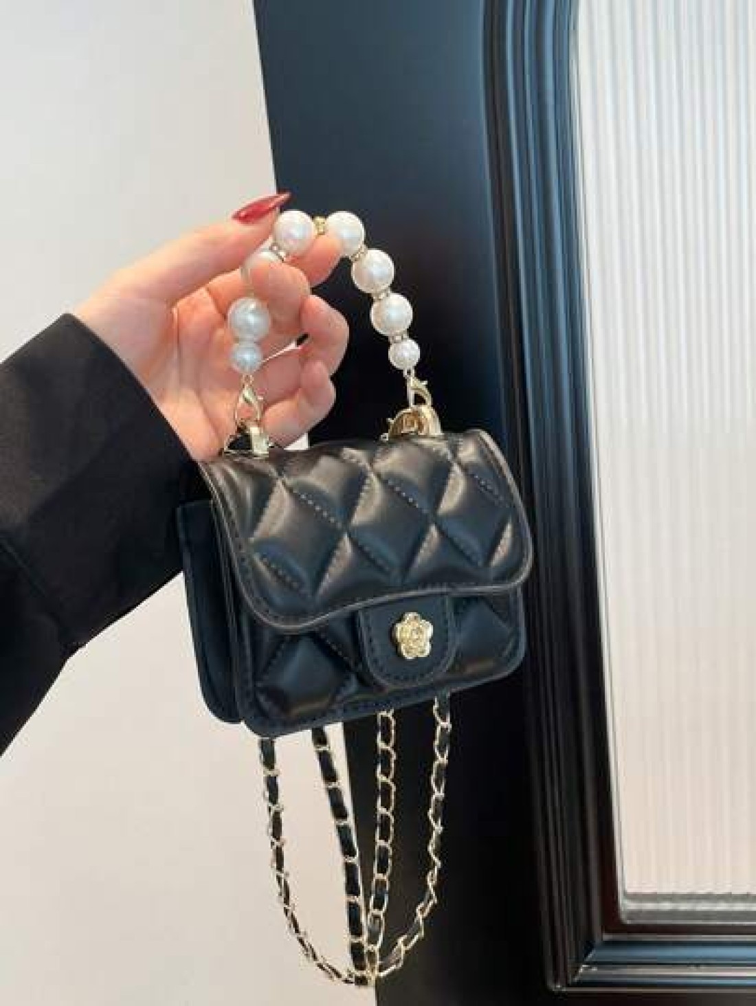 1pc Versatile Stylish Retro Crossbody Small Square Bag Mini Bag Fashion Chain Shoulder Crossbody Bag Popular New Texture Rhinestone Chain Lipstick Shoulder Crossbody Small Bag