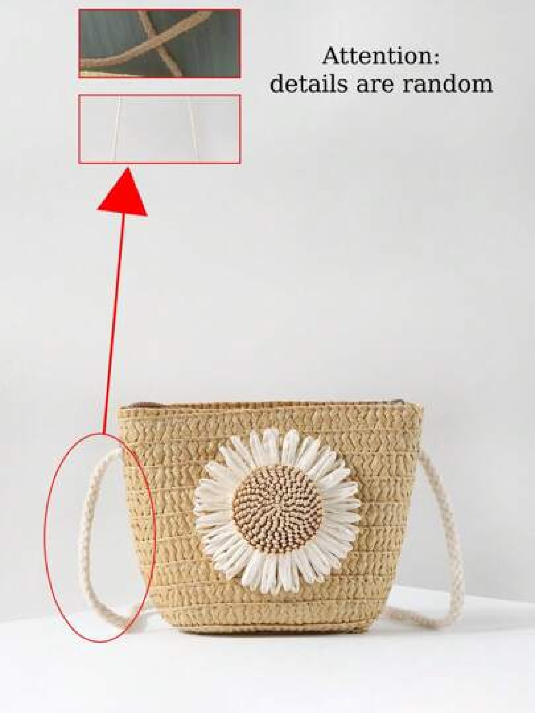 Girls Flower Decor Straw Bag