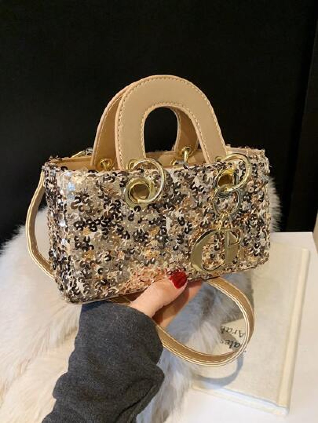 New Sequin European And American Style Pendant Chain Handbag Crossbody Bag Phone Pouch Mini Square Bag