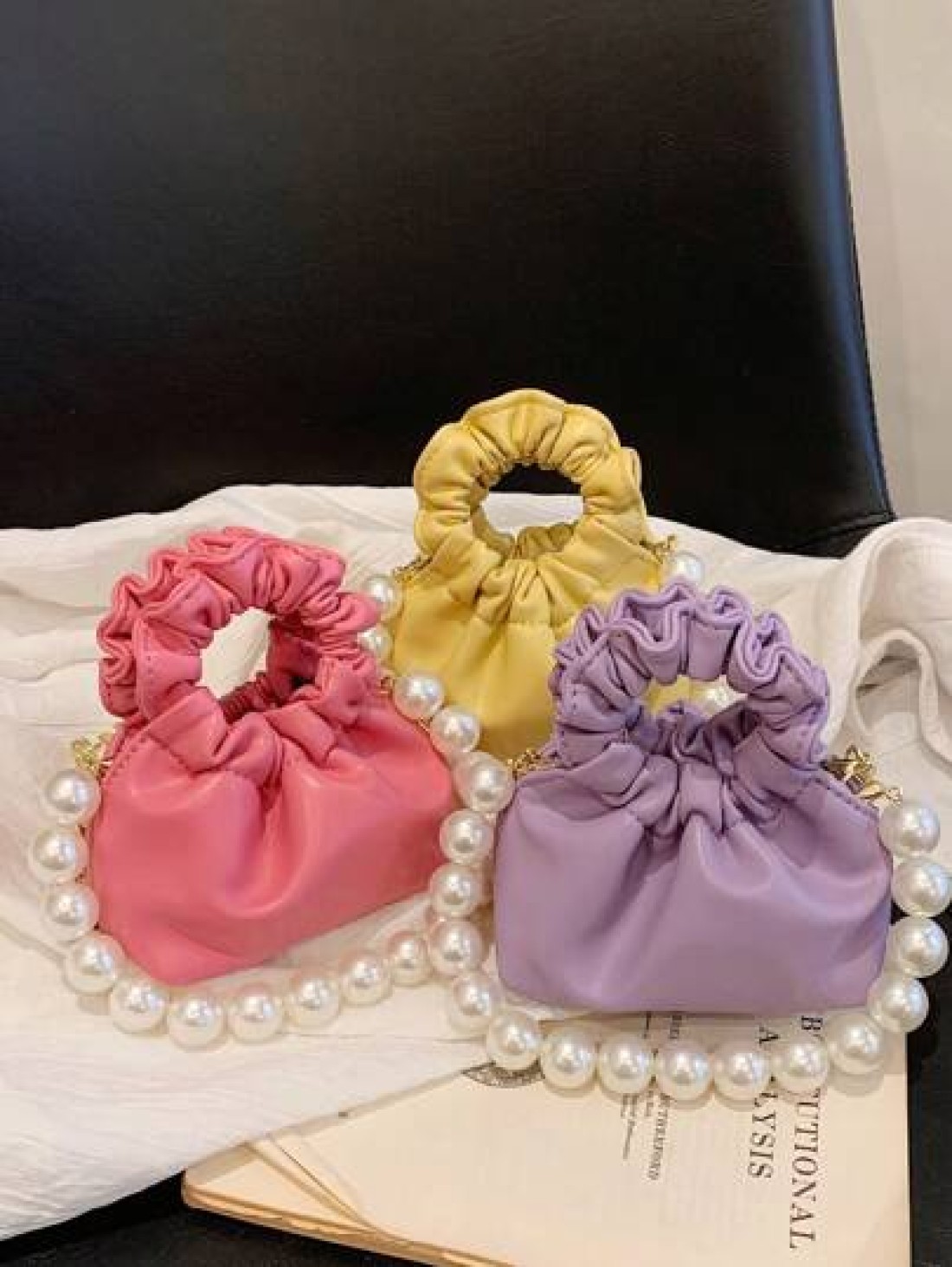 New Style Cloud Shaped Mini Princess Pearl Handbag Children Handheld Bag Shoulder Bag Accessory