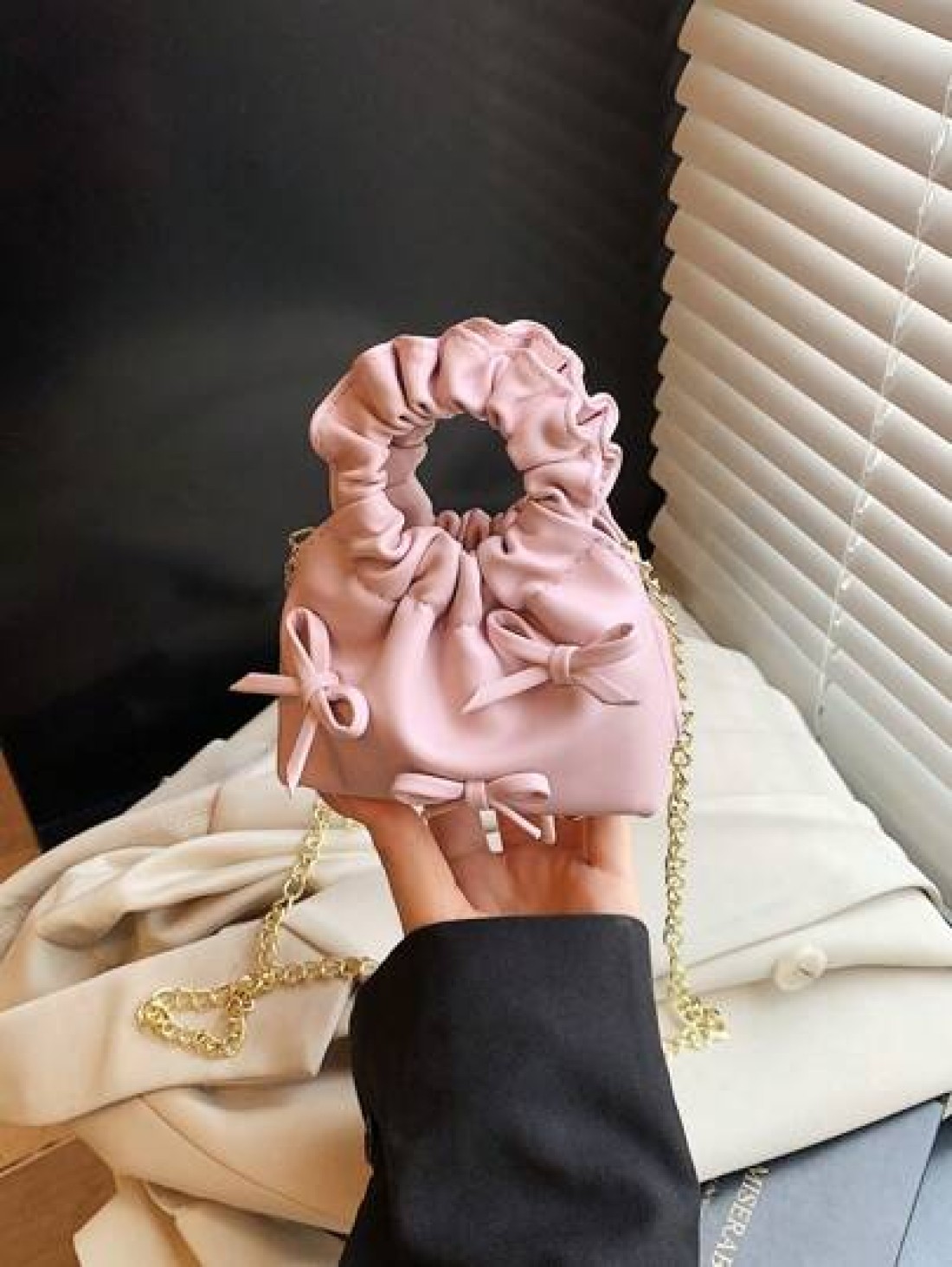 New Fashion Cloud Bag Mini Princess Bow Handbag Totes Crossbody Accessory Pouch Bow Decor Evening Bag