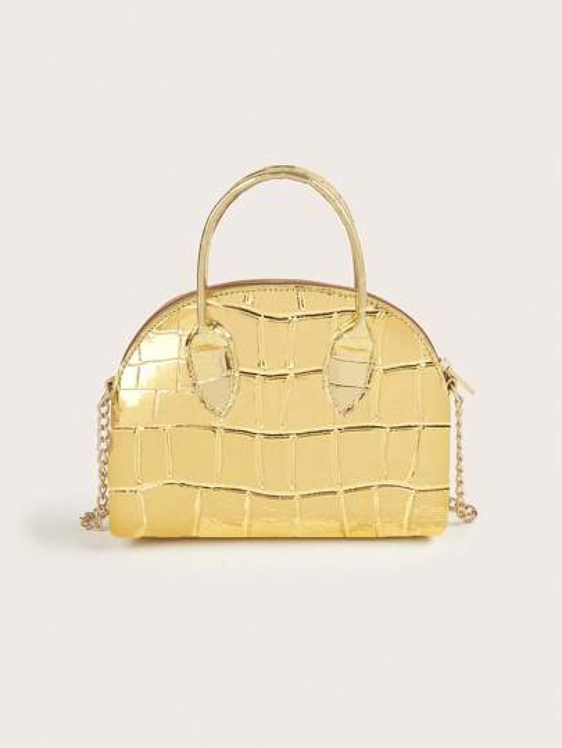 1pc Girls Crocodile Grain PU Shell Handbag Minimalist Chain Shoulder Crossbody Bag