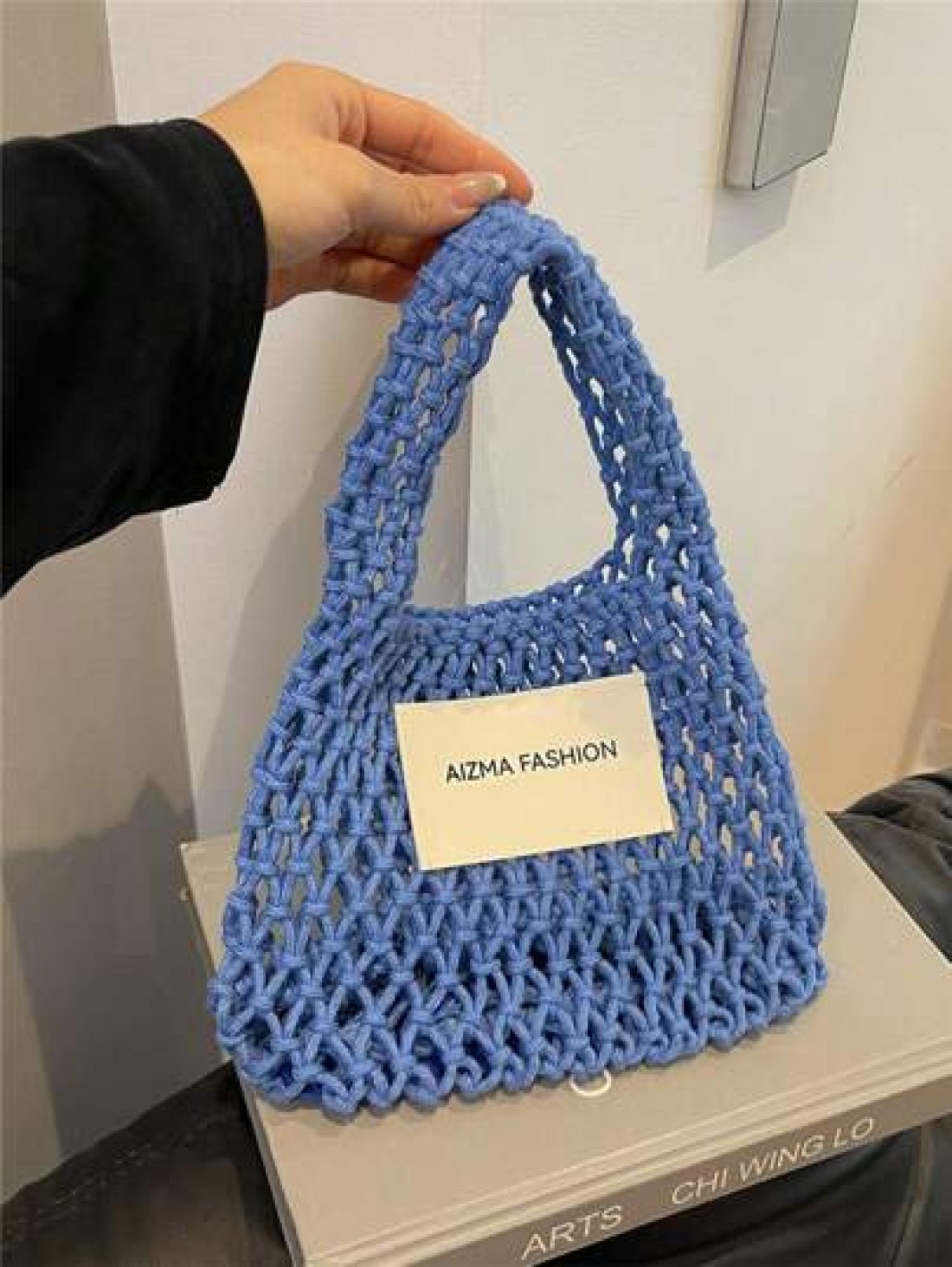 1pc Mini Handbag Nylon Open Closure Summer Hollow Woven Girl S Bag Handbag Seaside Small Mobile Phone Bag Comfortable Suitable For Daily Outings Travel Is A Perfect Gift For Girls