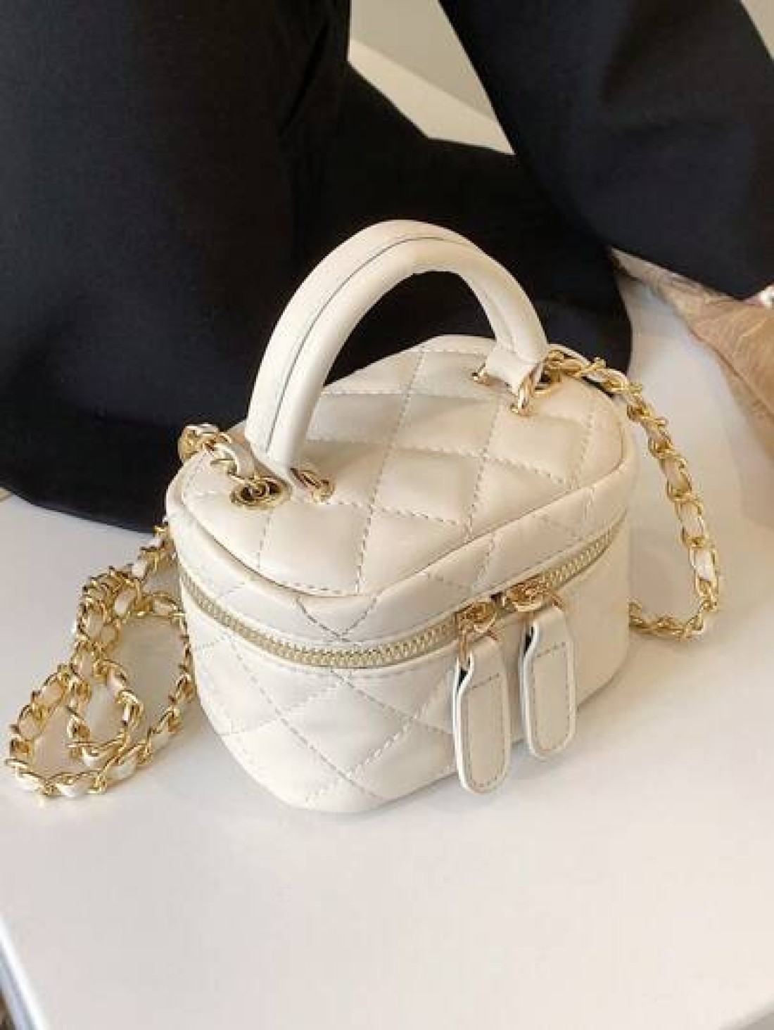 1pc Rhinestone Embroidery Mini Handbag Personalized Creative Chain Bag Lipstick Bag Crossbody Small Square Bag Comfortable Fabric Light And Large Capacity Adjustable Shoulder Strap The Internal Space