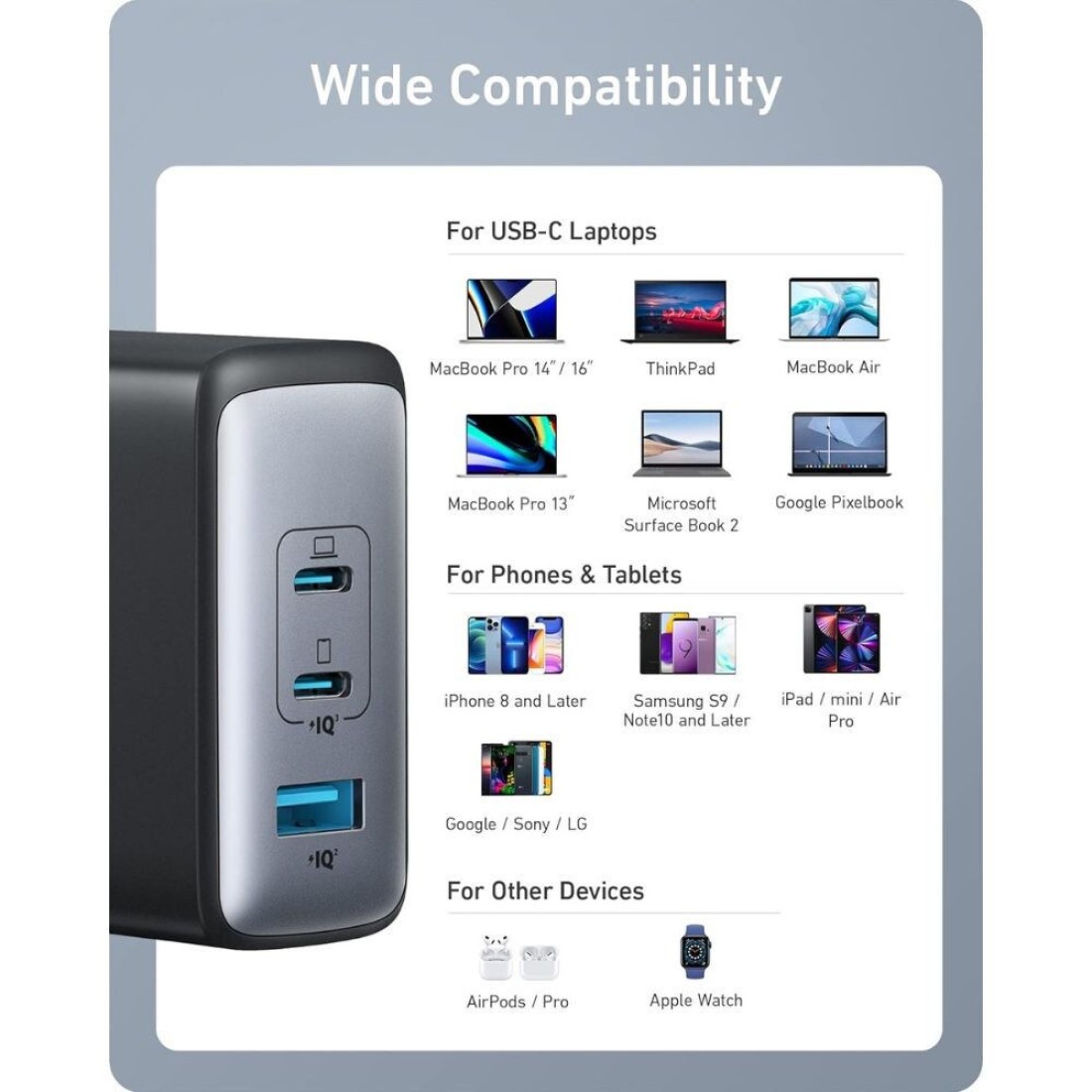 Anker Nano USB-C Port Wall Charger Black 100W