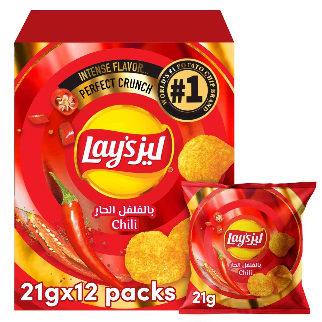 Lays Chili Potato Chips 21g Pack of 12