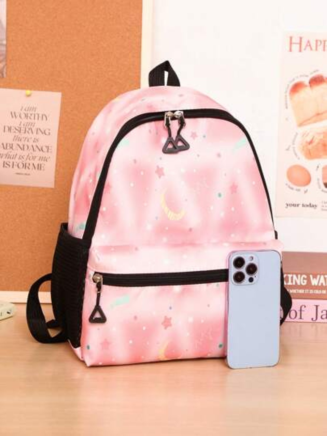 1pc Backpack Nylon Zipper Closure New Cute Schoolbag Dreamy Colored All Match Backpack Cartoon Backpack Suitable For Daily Outings Outings Perfect Gift For Boys And Girls