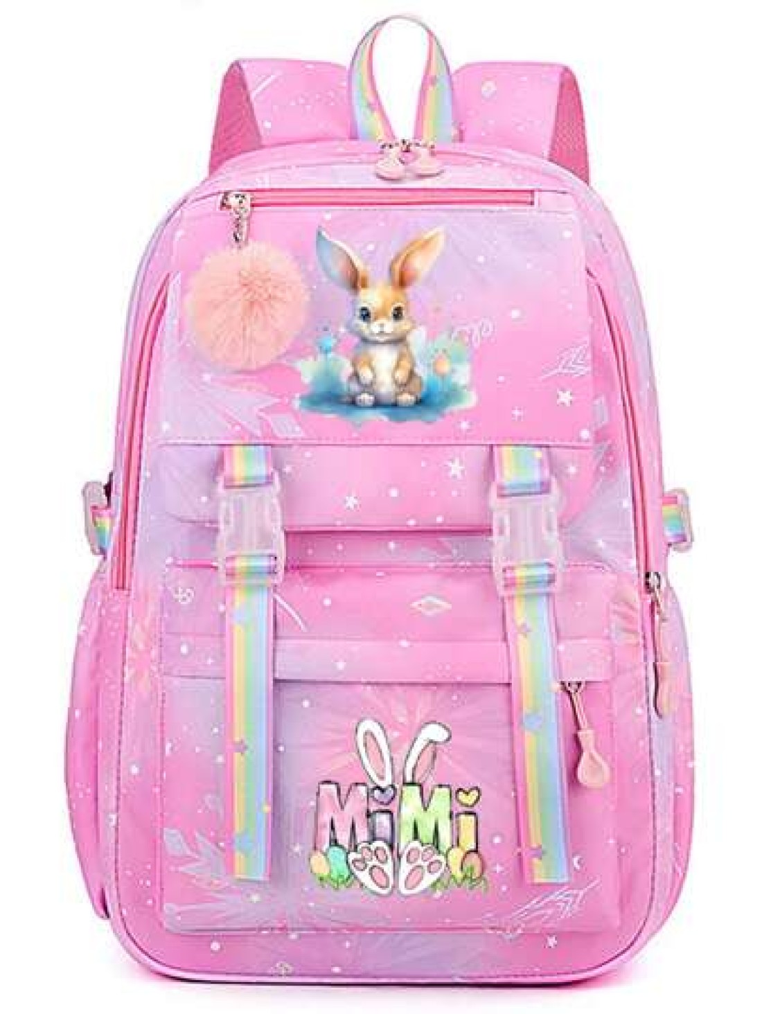 Cute Rabbit Print Lightweight Backpack With Adjustable Straps Multiple Pockets Organizer Compartments Fashionable School Bag For Rewards And Incentives Campus Backpack