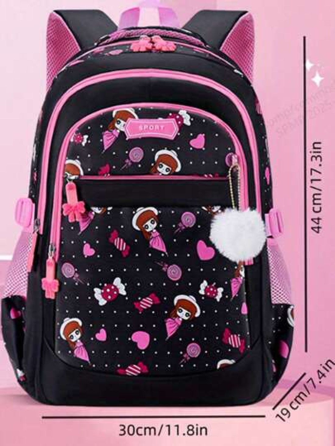 Cute Lightweight Anti Tumbling Backpack Children s Backpack School Backpack Teen Girls Backpack 15 6 Inch Laptop Backpack With Pom Pom Backpack Travel Backpack Casual Back To School Gift Cute Cartoon