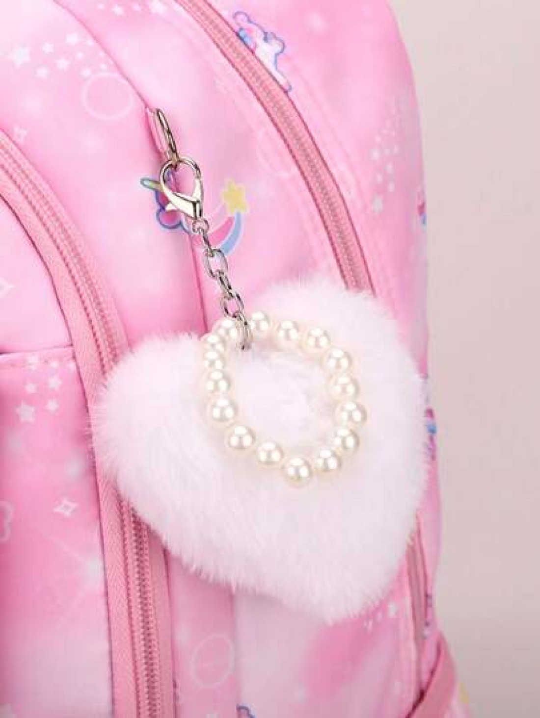 Large Capacity Shockproof Multi Layer Children s Backpack Waterproof Schoolbag With Pendant Decoration Printed Unicorn Pattern Shoulder Bag