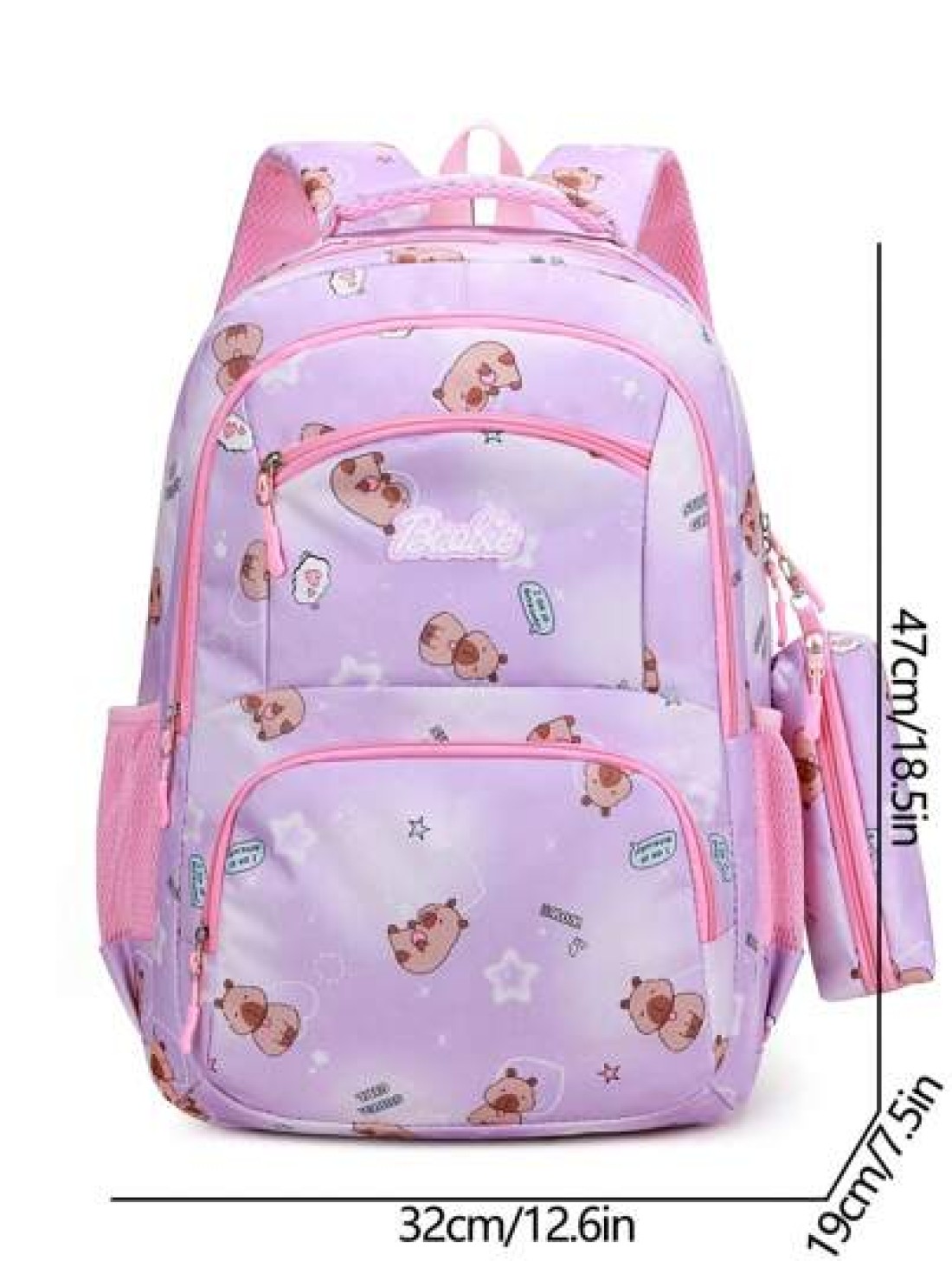 Capybara Student Backpack For Middle School And High School Girls With Camouflage Print Large Capacity Leisure Double Shoulder Bag For Primary School Students
