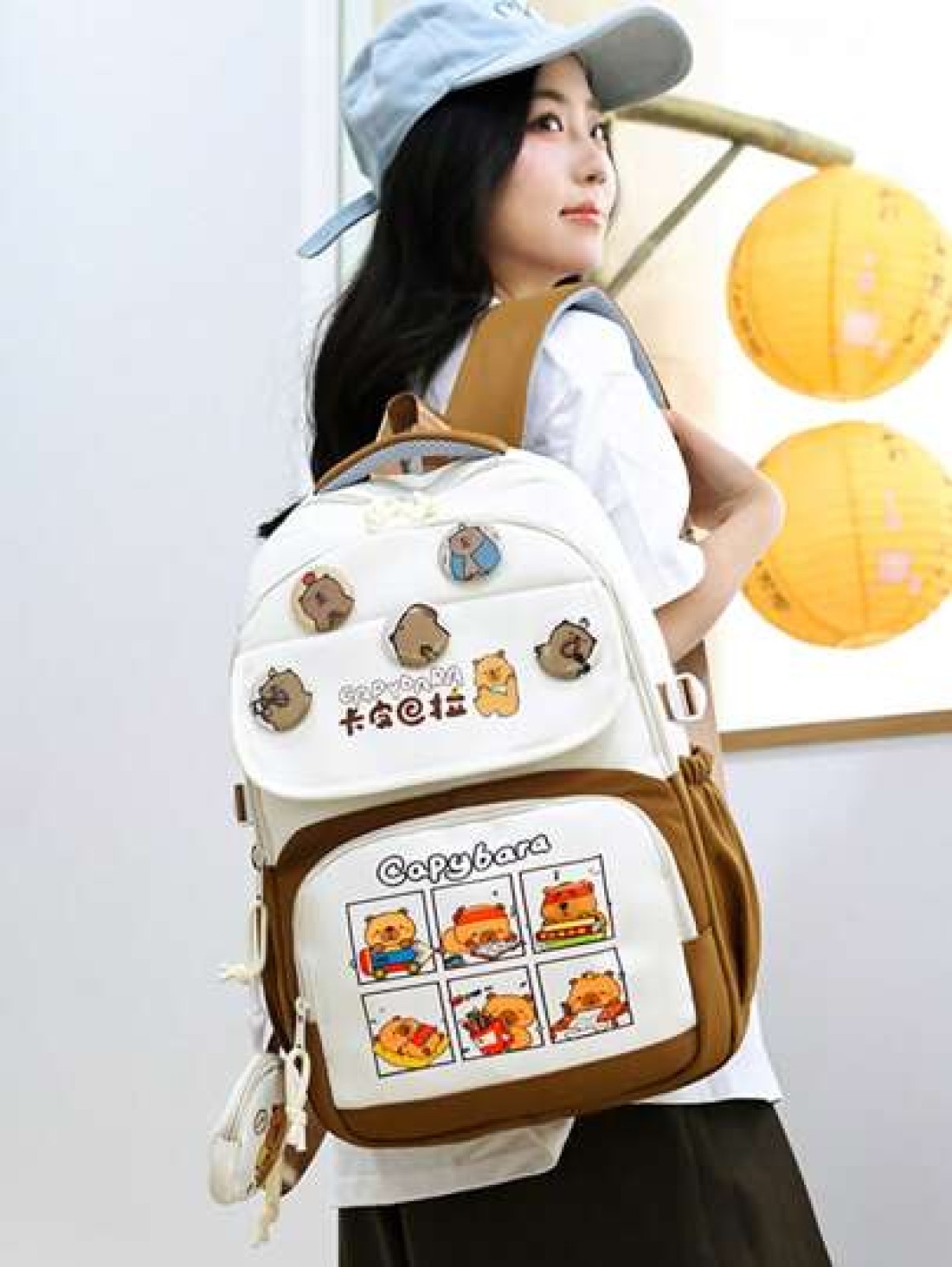 Capybara Backpack For Elementary School Boys Girls Lightweight Large Capacity Backpack For Middle High School Students